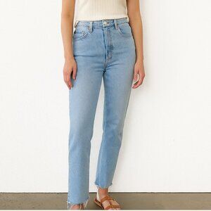 Levi's 501 Women's Light Blue High Waisted Button Fly Raw Hem Ankle Skinny Jean
